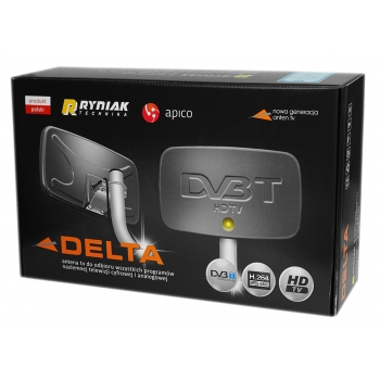 ANTENA DVB-T2 4K H.265 HD DELTA LED +46 dBi! CZARNA