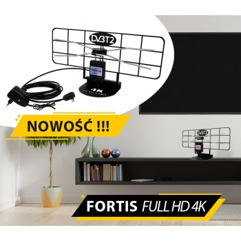 NAJMOCNIEJSZA ANTENA POKOJOWA DVB-T2 4K H.265 FORTIS 4K 5M KABLA