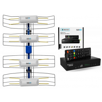 NAJMOCNIEJSZA ANTENA SIATKOWA DVB-T2 4K MUX8 LTE + TUNER