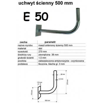 MOCNY UCHWYT ANTENOWY MUROWY E50